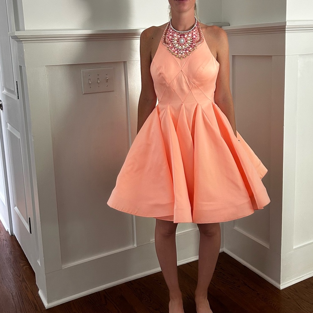 Orange Halter A-Line Mini Dress